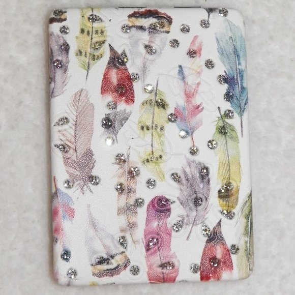 🔥HOST PICK🔥NEW Feathers Embellished Compact Mirror - Picture 1 of 6